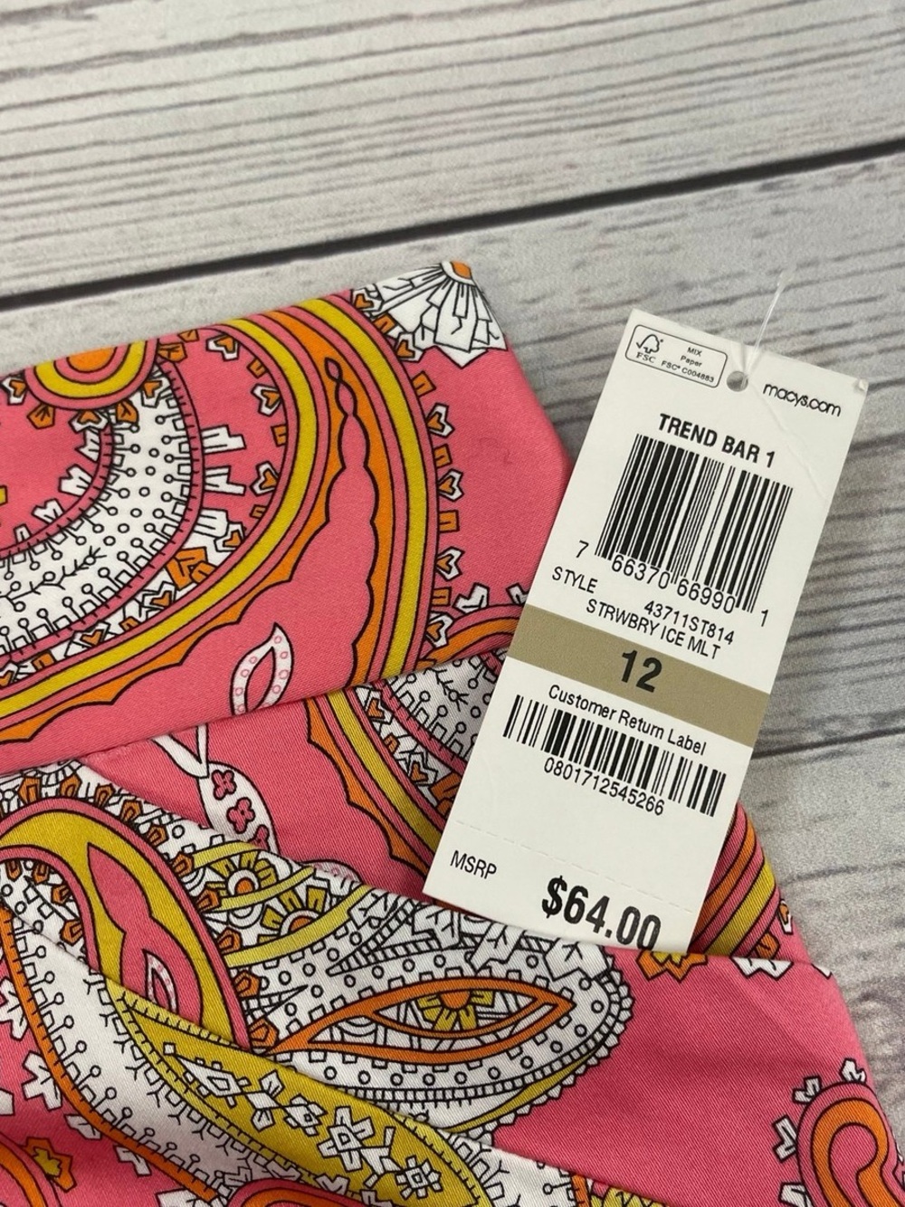 NWT CHARTER CLUB Coral Pink Paisley Pencil Skirt, Lined, Small Slit in Back - Picture 7 of 10